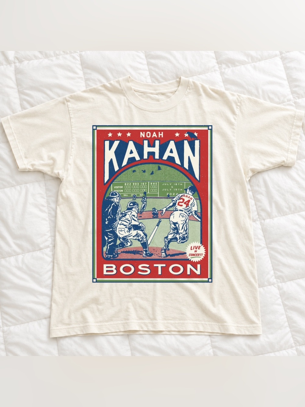 Men's Noah Kahan Boston Sticker T-Shirt Size Chart, Classic and Vintage Style